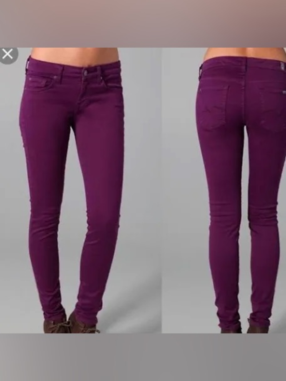 7 For All Mankind B(air) Ankle Skinny Jeans Mulberry Purple 30